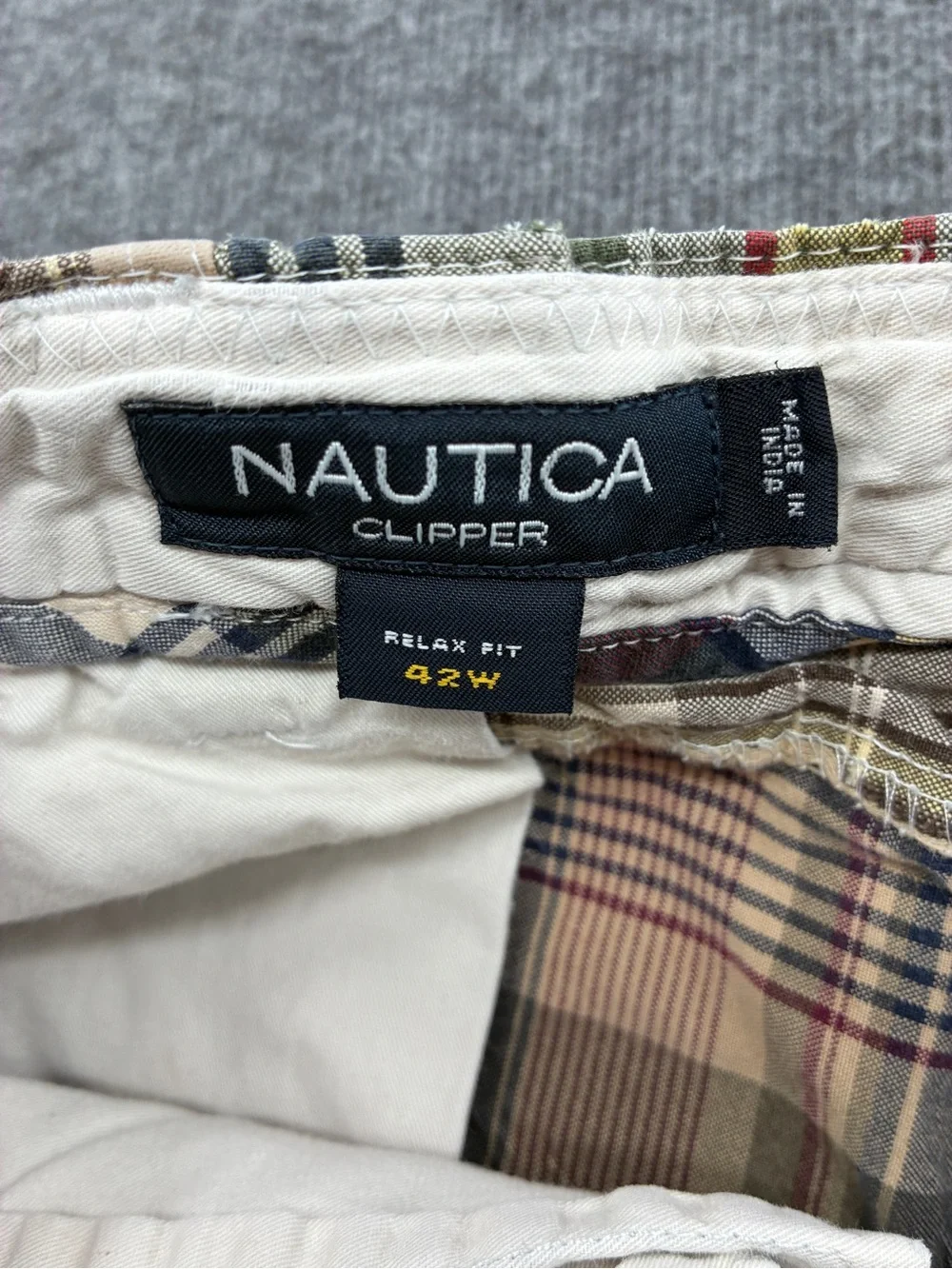 Nautica Men's Multi-Color Patchwork Plaid Shorts Cotton 42